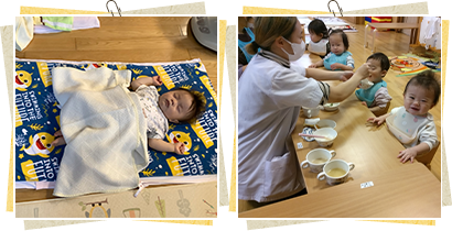 午前10時、0歳~2歳児は設定保育の時間です。